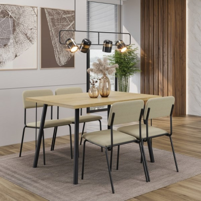 Juego de comedor TÚNEZ con 4 sillas beige