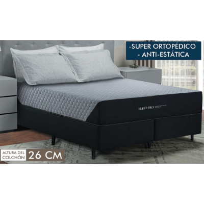 Conjunto sommier SLEEP PRO ORTOPÉDICO ANTIESTÁTICA  160 x 190  (QUEEN)