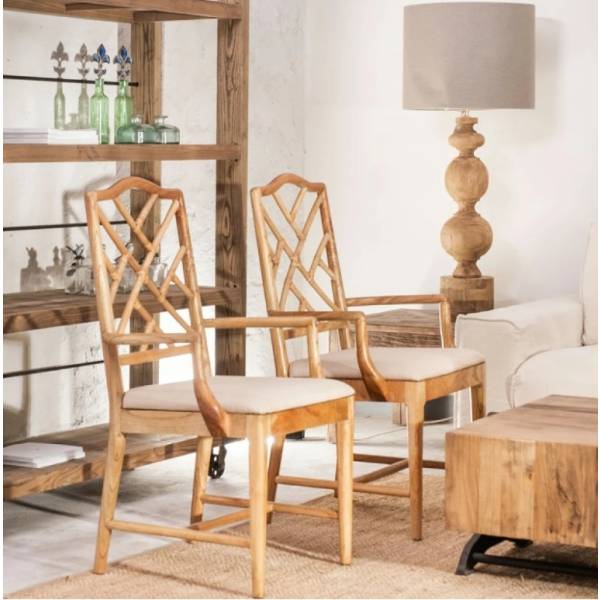 Silla Butaca Comedor Brixham De Madera Maciza De Caoba - Imagen 3