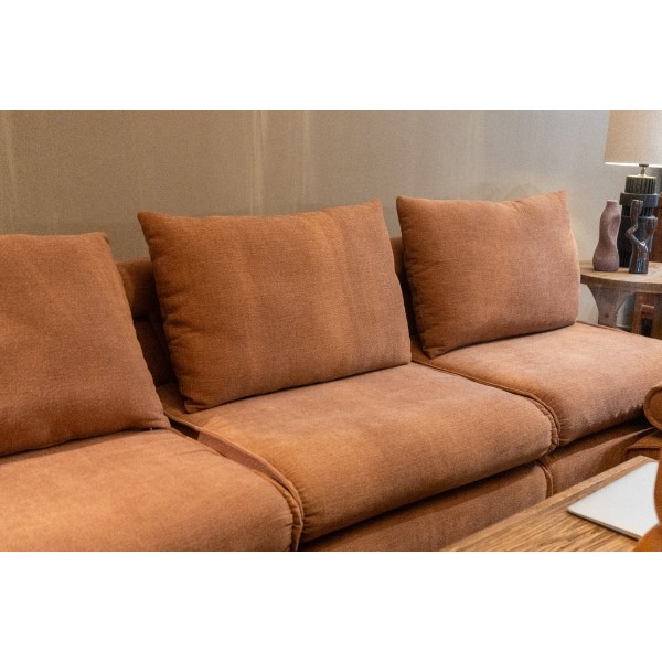 Sofá Chaise Longue Modulado Color Terracota O Tostado - Imagen 3