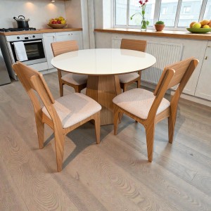 Juego De Comedor Suecia Con 6 Sillas Tapizadas