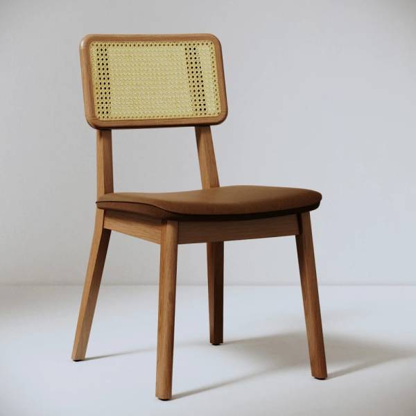 Silla New York fibras naturales eco cuero chocolate - Imagen 2