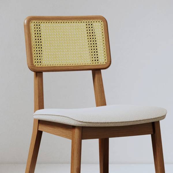 Silla New York fibras naturales bouclé crudo - Imagen 3