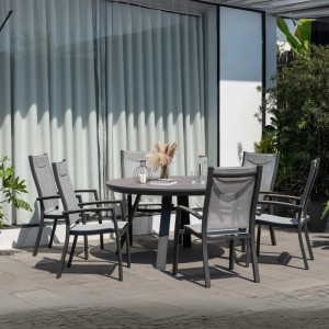 Comedor Saint Tropez circular grande + 6 sillas